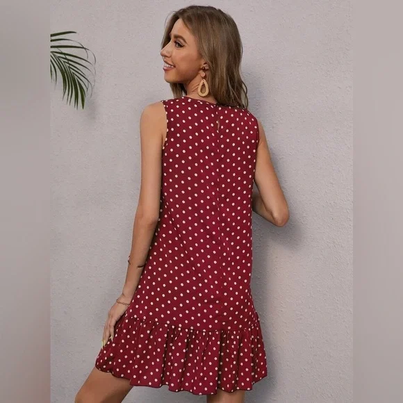 SHEIN LUNE Polka Dot Ruffle Hem Dress - Picture 4 of 5